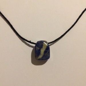 Blue Violet Marble Streaked Pendant Necklace
